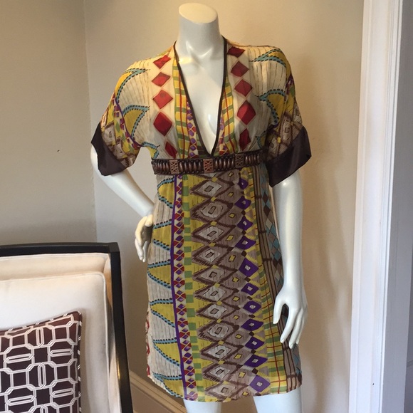 NWOT Beautiful 100% Silk Colorful Dress - Picture 2 of 5